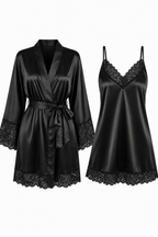 KIT BATA Y VESTIDO SATINADO NEGRO