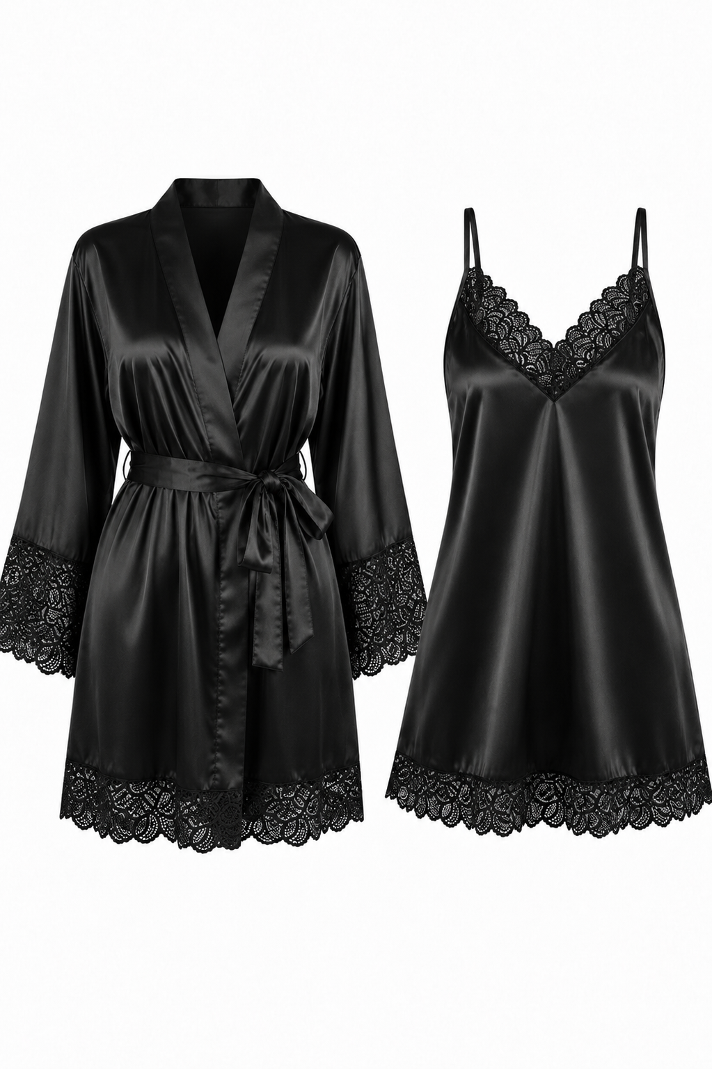 KIT BATA Y VESTIDO SATINADO NEGRO