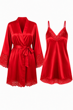 KIT BATA Y VESTIDO SATINADO ROJO
