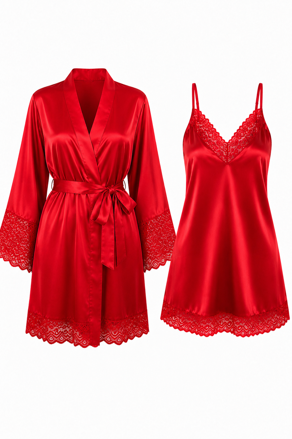 KIT BATA Y VESTIDO SATINADO ROJO