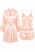 KIT BATA Y PIJAMA SHORT SATINADO CORAL