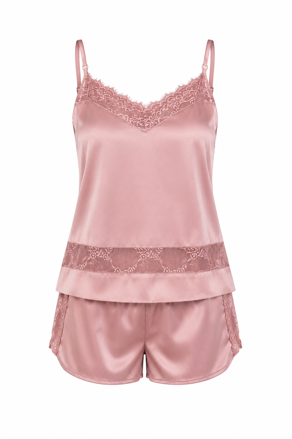 KIT BATA Y PIJAMA SHORT SATINADO ROSA
