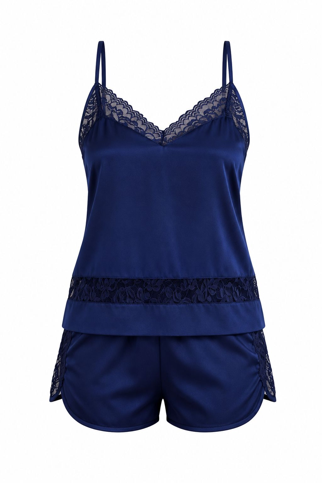 KIT BATA Y PIJAMA SHORT SATINADO AZUL