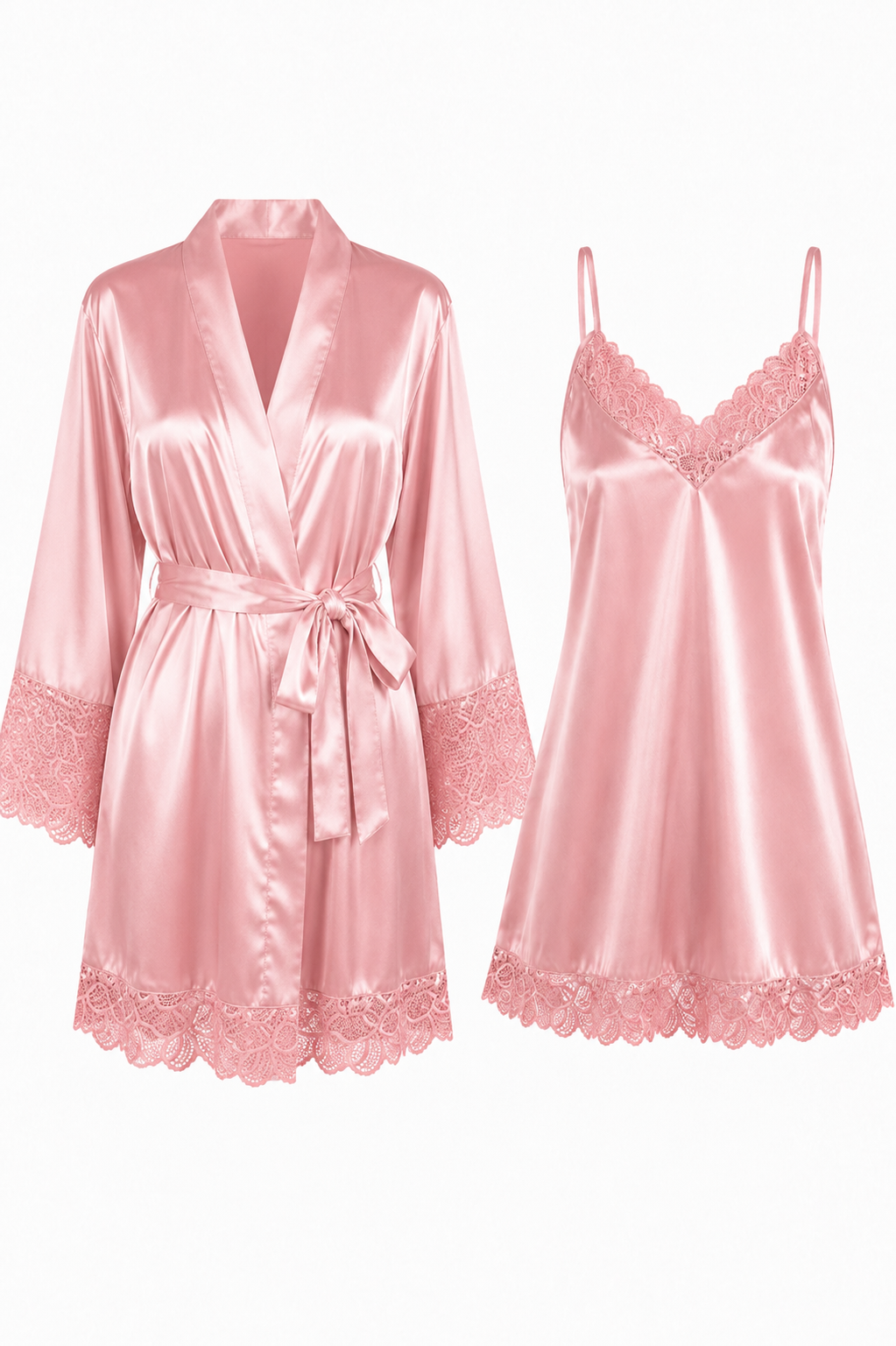 KIT BATA Y VESTIDO SATINADO ROSA