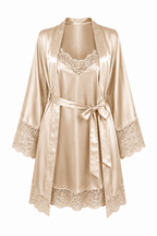 KIT BATA Y VESTIDO SATINADO DORADO