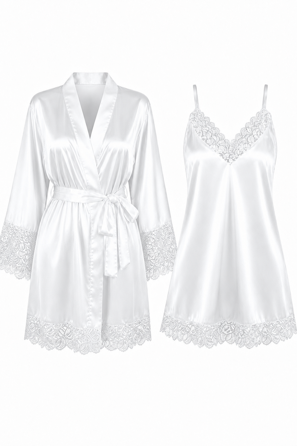 KIT BATA Y VESTIDO SATINADO BLANCO